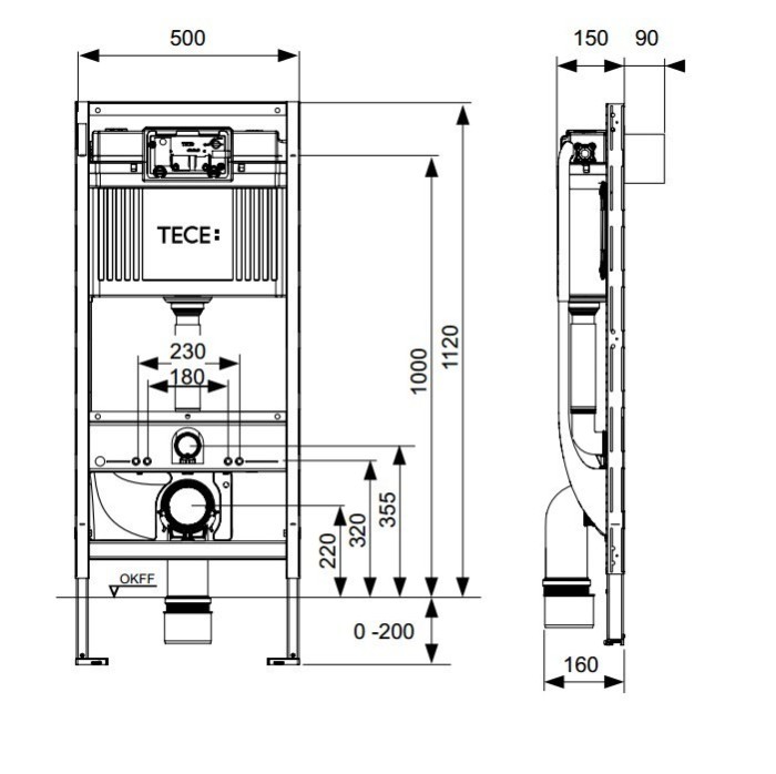 Рама для установки унитаза duravit sensowash c и geberit aquaclean 8000/8000 plus, TECE арт. 9300379 9380300