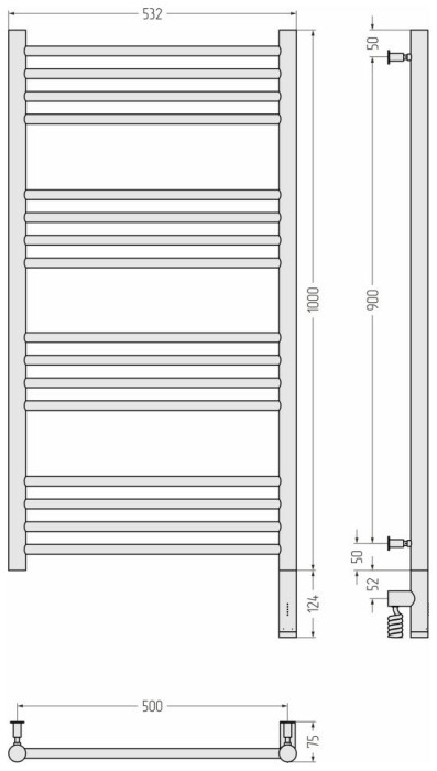 Сунержа Электрический полотенцесушитель 1000x500, Богема 3.0, 12-5805-1050 цвет: белый