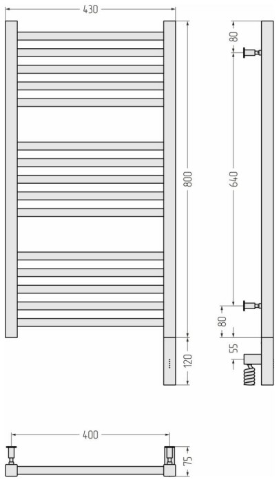 Сунержа Электрический полотенцесушитель 1000x300, Модус 3.0, 03-5701-8040 цвет: золото