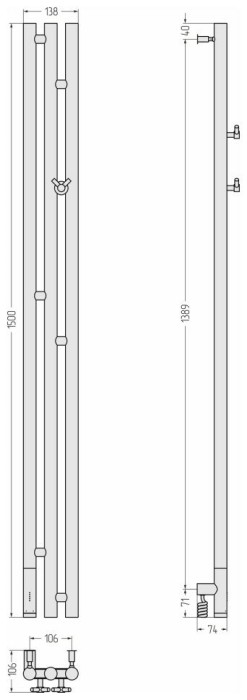Сунержа Электрический полотенцесушитель 1000x300, Терция 3.0, 15-5844-1511 цвет: тёмный титан муар