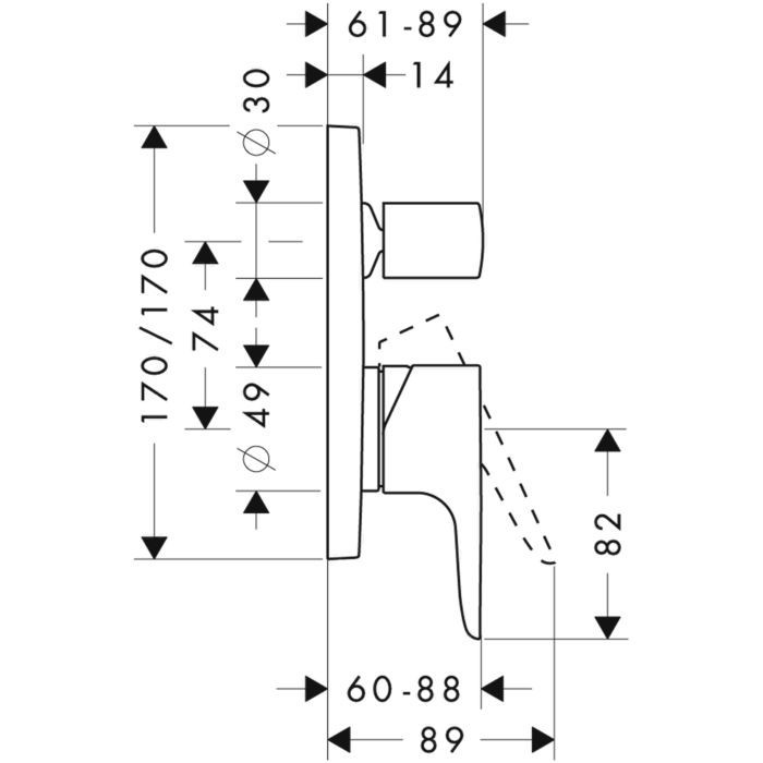 Смеситель для ванны Citterio M Axor, шлифованный никель арт. 34425820