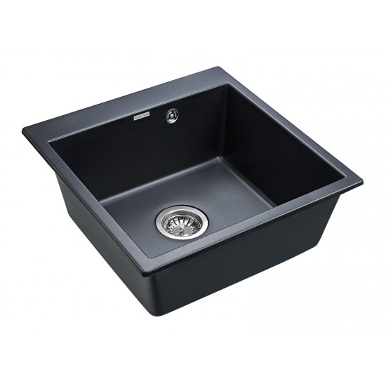 Мойка для кухни гранит 510х520 Paulmark KANTE 50, черный металлик - PM105152-BLM