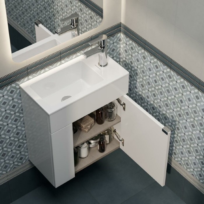 Тумба подвесная 50см с дверцей, Lato Kerama Marazzi, белый - LAT.50.1\WHT