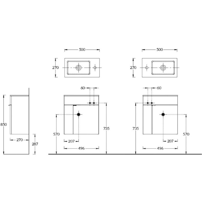 Тумба подвесная 50см с дверцей, Lato Kerama Marazzi, белый - LAT.50.1\WHT