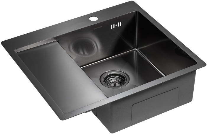 Мойка для кухни нержавеющая 590х510мм Paulmark FLANK, вороненая сталь, правая - PM225951-GMR