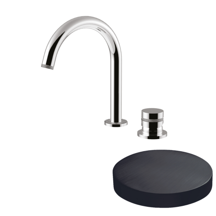 Смеситель для раковины на 2 отверстия, однорычажный, поворотный излив, без донного клапана, Giulini My ring deluxe, ганметал арт. MR40/SCDLCRNS