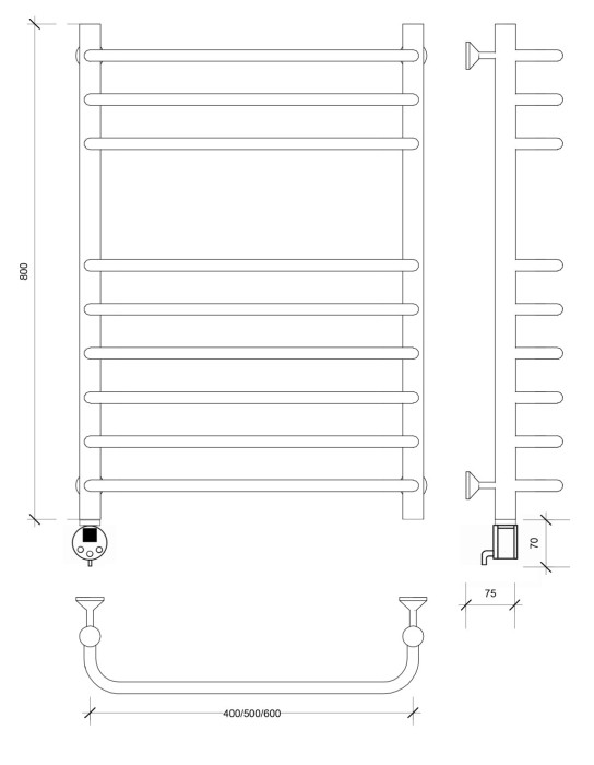 Полотенцесушитель электрический 80x50 Мерида 5 Secado арт. 4673739236994