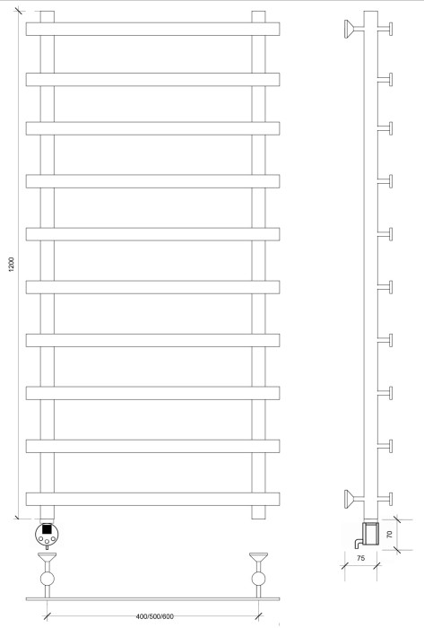 Полотенцесушитель электрический 120x50 Понтида 1 Secado арт. 4673739239209