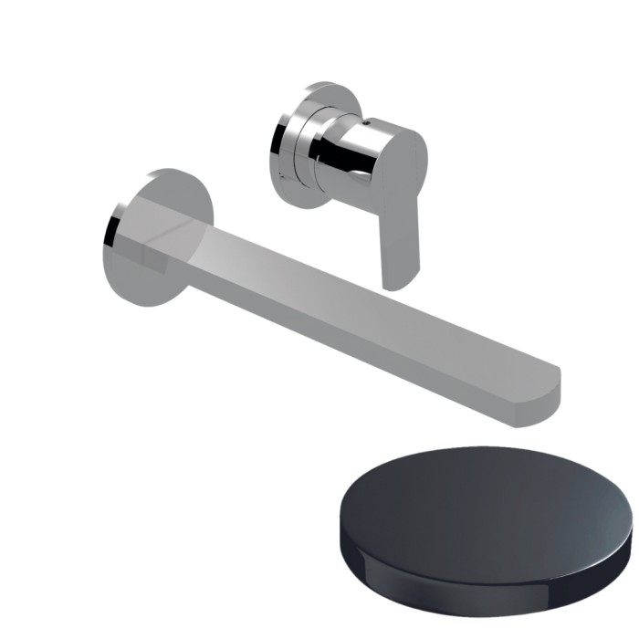 Внешняя часть смесителя для раковины встраиваемого, излив 15 см, без донного клапана, Giulini Surf deluxe, хром черный глянц арт. 5825-15DLEPCRN