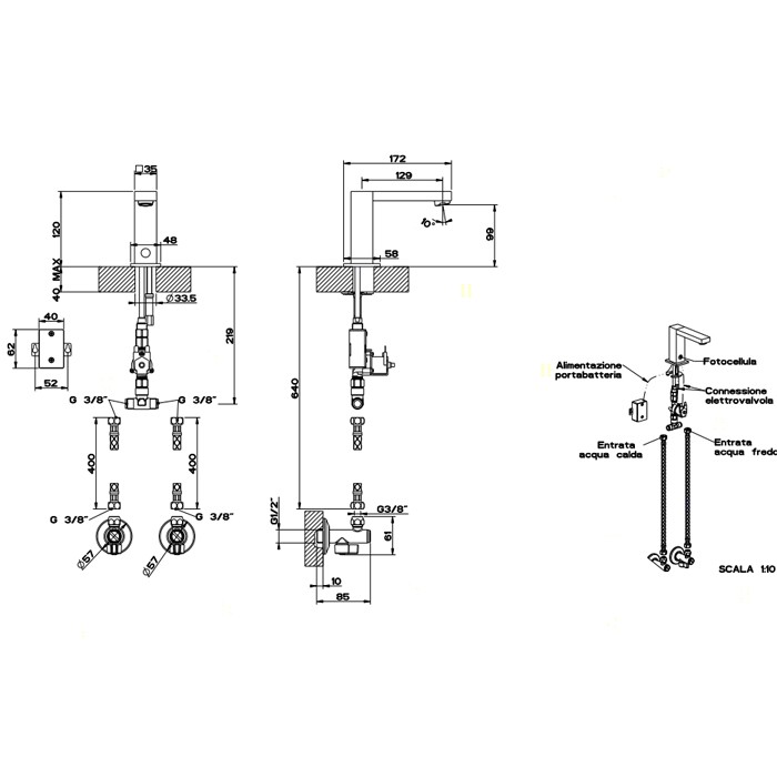 Электронный смеситель для раковины с кран-фильтром для регулировки температуры и напора воды, Gessi, черный арт. 30501#706