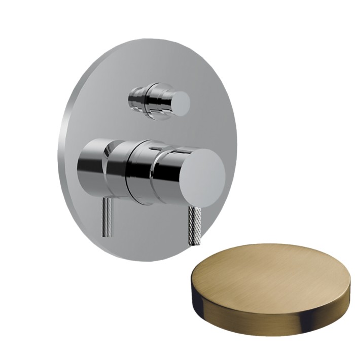 Внешняя часть смесителя для душа встраиваемого, на 2 режима, с кнопкой-переключателем, Giulini My future deluxe, золото брашированное арт. 5963DEPOSP