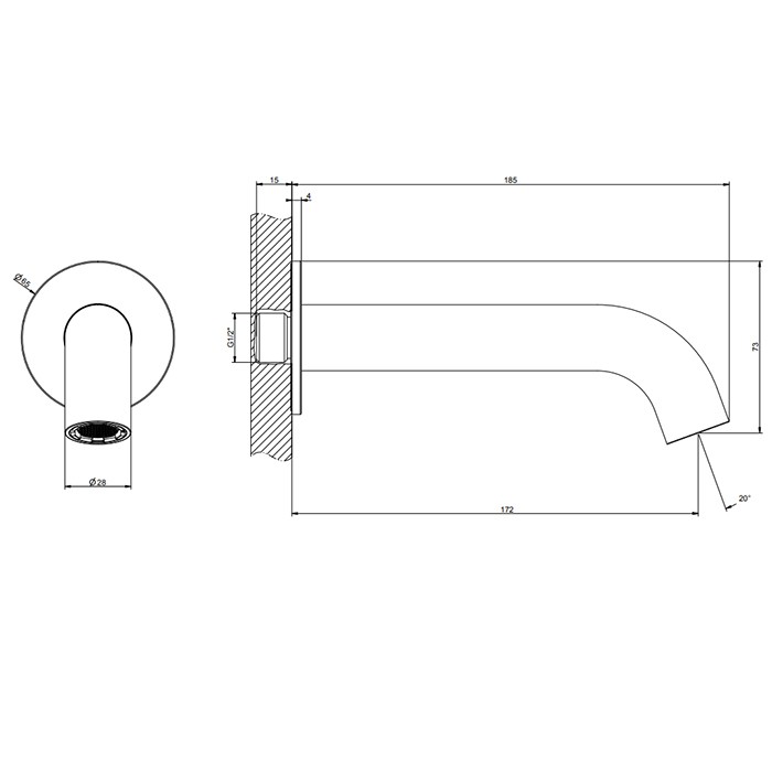 Излив для ванны с удаленным управлением, Gessi 316, black xl арт. 54008#299