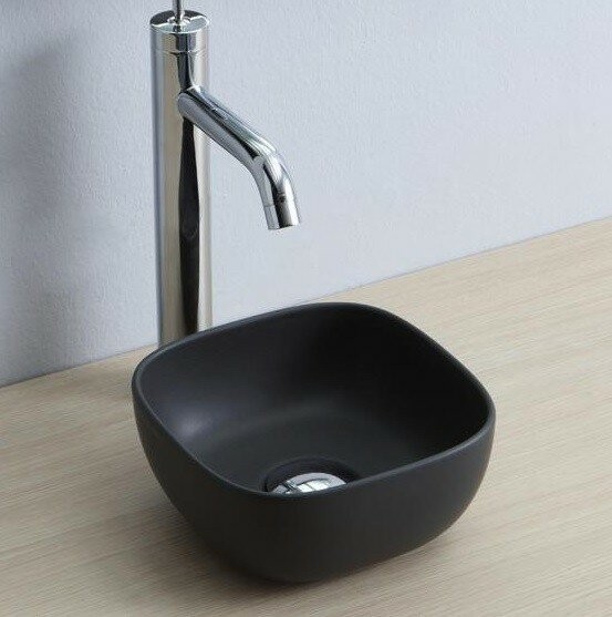 Раковина накладная, без перелива, без отверстий, цвет черный матовый, Scarabeo Glam - 1809 49