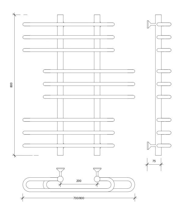 Полотенцесушитель водяной 80x20x80 Венеция 6 (хром) Secado арт. 4603777446666