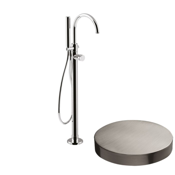 Напольный смеситель для ванны отдельностоящий, излив, ручной душ, Giulini My ring deluxe, никель матовый арт. MR0092DLEPNKO