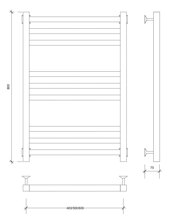 Полотенцесушитель водяной 80x50 Корато 3 (хром) Secado арт. 4603777440695