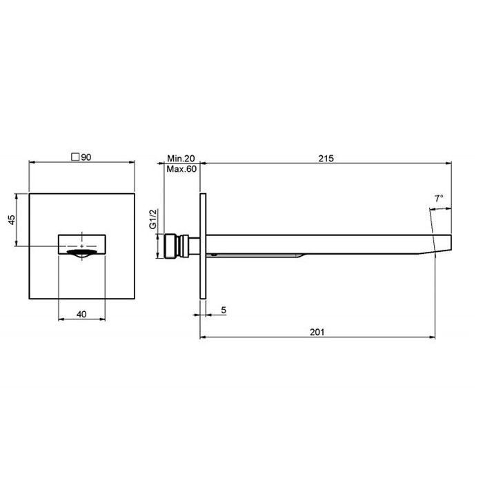 Fima Carlo Frattini Излив для настенного монтажа 201мм, Fit, F2424CR цвет: хром
