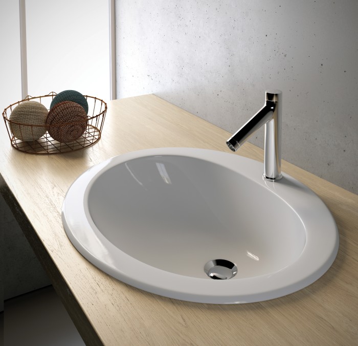 Раковина полувстраиваемая с отверстием под смеситель, 58х49 см, Olympia ceramica Export, белый глянцевый арт. LIL4658101