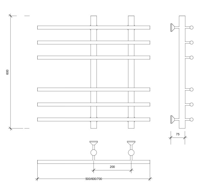 Полотенцесушитель водяной 60x20x50 Турин 3 (хром) Secado арт. 4603759407326