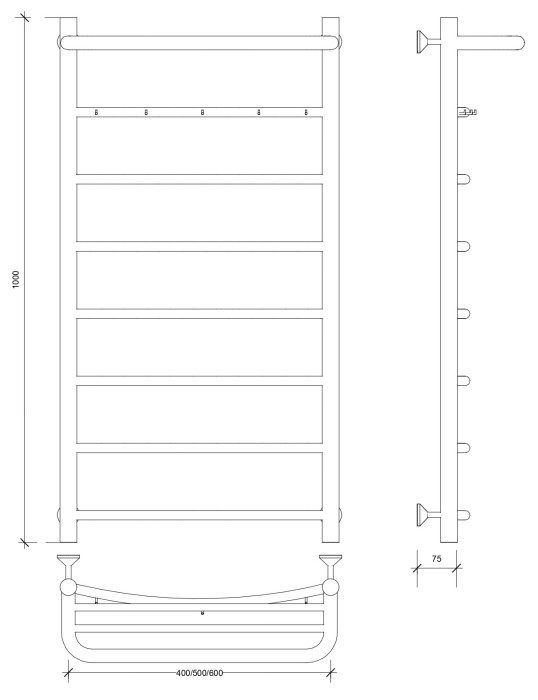 Полотенцесушитель водяной 100x60 Милан 1 КСП (черный) Secado арт. 4673739226544