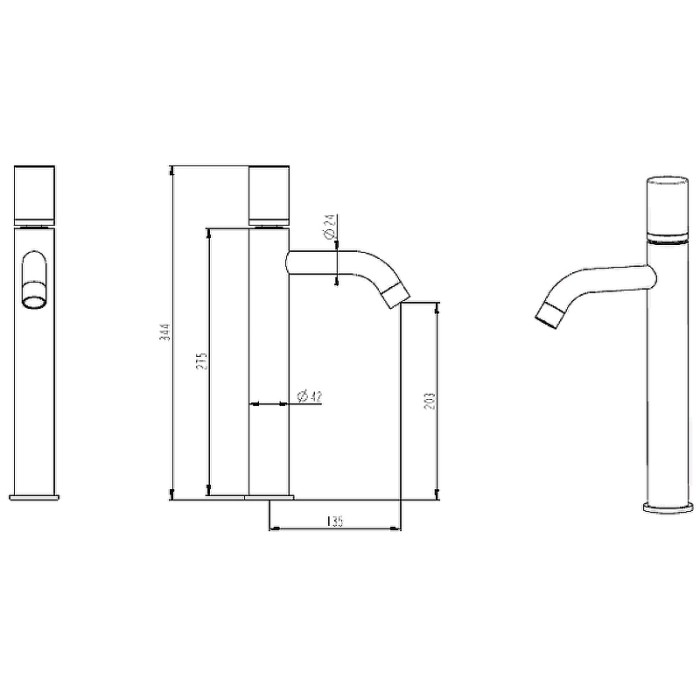 Смеситель для умыв. Выс. Diamond matt black, Boheme Stick - 122-BB