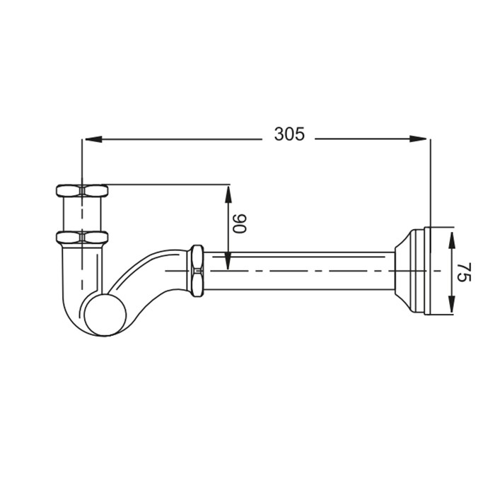 Fima Carlo Frattini Сифон для раковины, без слива, труба 24 см., S-образный, Complementi Bagno, F402CR цвет: хром