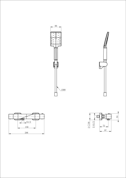 Смеситель для душа с термостатом, Wonzon & Woghand, WW-B2025-A-CR цвет: хром
