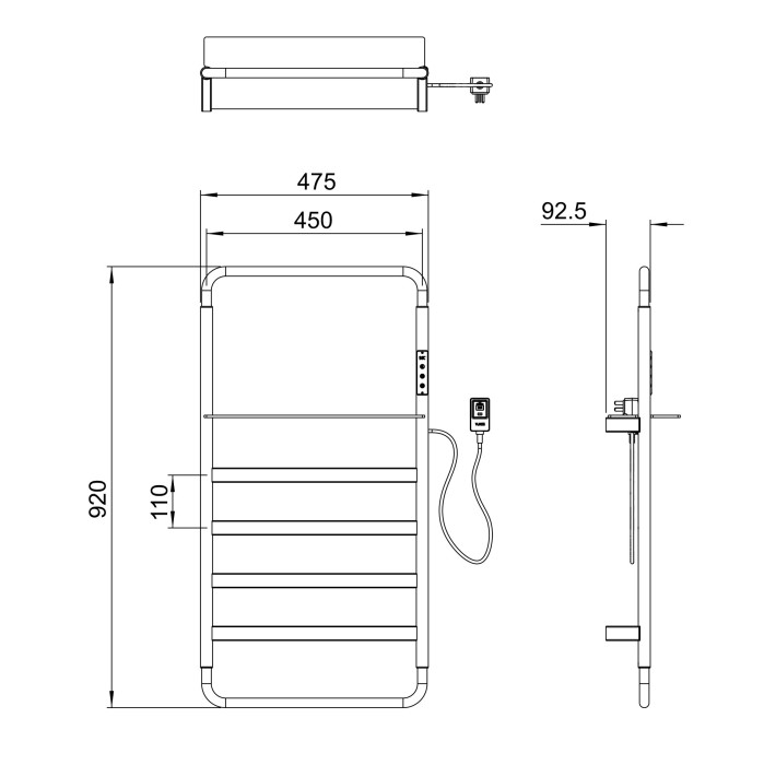 Полотенцесушитель электрический, Wonzon & Woghand Dusseldorf, WW-A203-MB цвет: черный