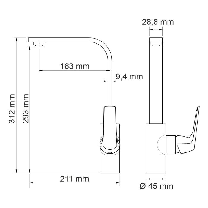 Смеситель для кухни Neime 1900 WasserKRAFT арт. 1907