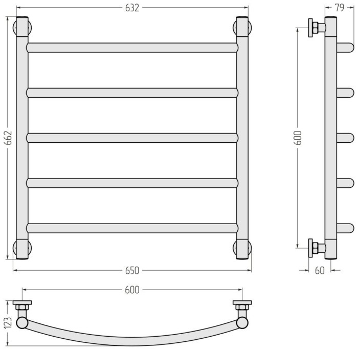 Сунержа Водяной полотенцесушитель 600x600, Галант+, 05-0200-6060 цвет: состаренная бронза