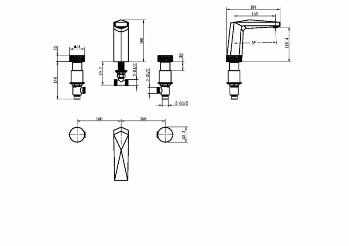 Смеситель для раковины, золото, Venturo Boheme 150-G-ICE