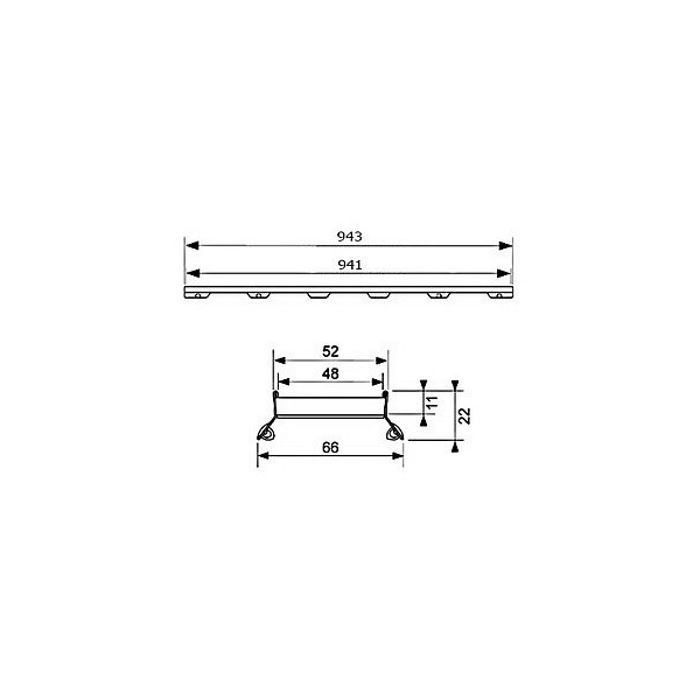 Лоток "plate ii", 1000 мм, основа для плитки, с полированным видимым краем, цвет: нержавеющая сталь, plate ii TECE арт. 601072