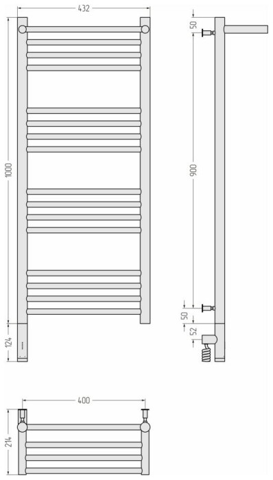 Сунержа Электрический полотенцесушитель 1000x400, Богема 3.0 с 1 полкой, 05-5806-1040 цвет: состаренная бронза