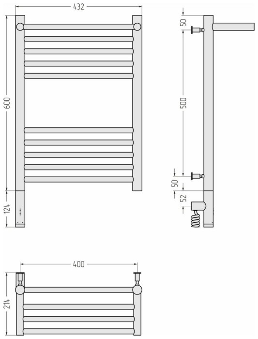 Сунержа Электрический полотенцесушитель 600x400, Богема 3.0 с 1 полкой, 032-5806-6040 цвет: матовое золото
