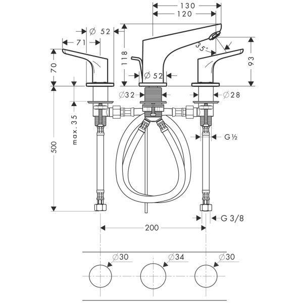 Смеситель для раковины, Hansgrohe Focus, хром арт. 31937000