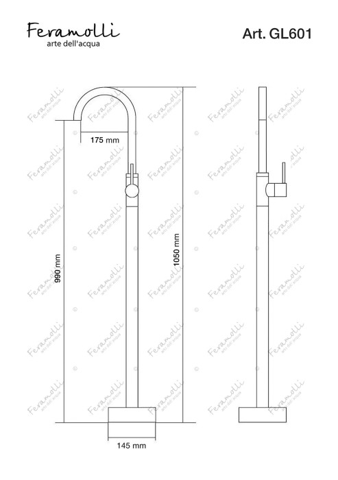 Напольный смеситель для раковины, золото, Ele Feramolli - GL601