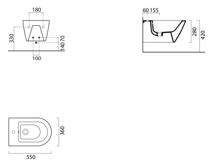 Биде подвисное 36х55 см, GSI Norm арт. 8665111