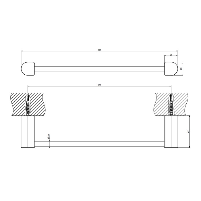 Полотенцедержатель, 30 см, подвесной, Gessi Rilievo, nero xl арт. 59397#299