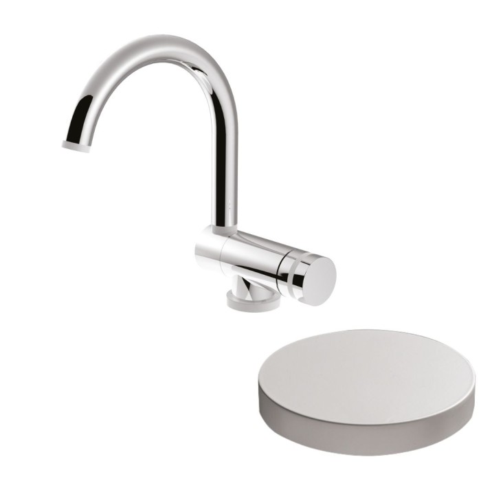 Смеситель для раковины, опускающийся и поворотный излив 17.6 см, без донного клапана, Giulini My ring, белый матовый арт. MR0030/SCBO