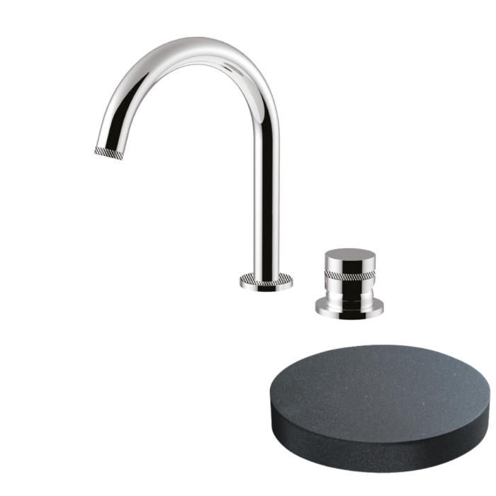 Смеситель для раковины на 2 отверстия, однорычажный, поворотный излив, без донного клапана, Giulini My ring deluxe, графит арт. MR40/SCDLGF