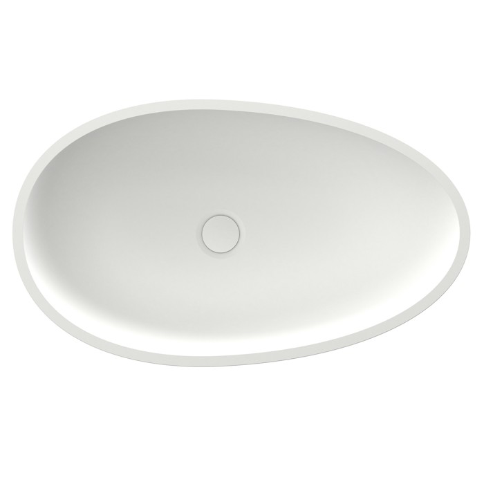 Раковина 600x350x160 накладная из искусственного камня, белая, Azario FRETTA ROUND - AZ-1216S