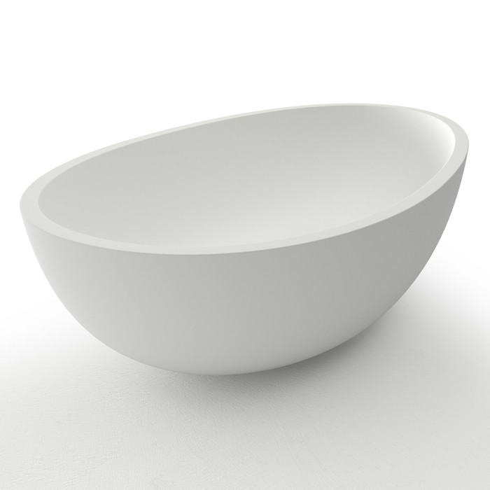 Раковина 600x350x160 накладная из искусственного камня, белая, Azario FRETTA ROUND - AZ-1216S