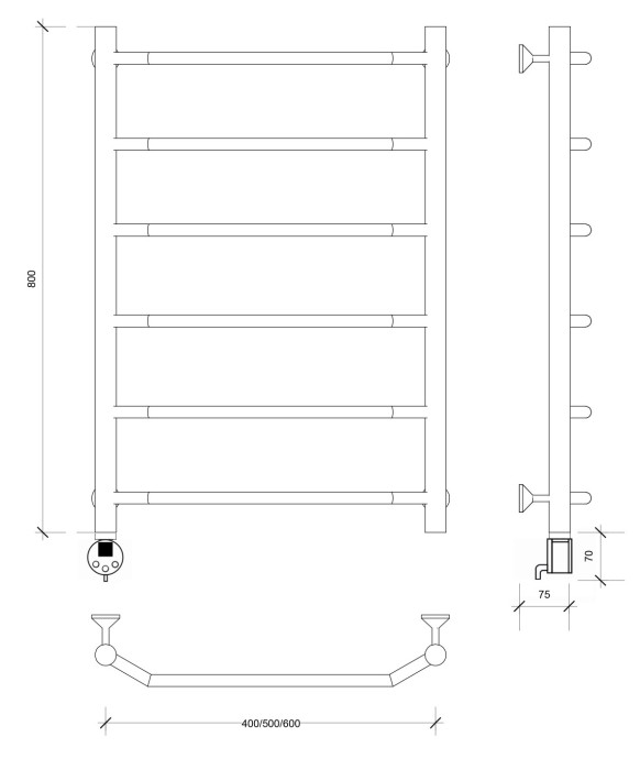 Полотенцесушитель электрический 80x40 Агата 1 Secado арт. 4673739230664