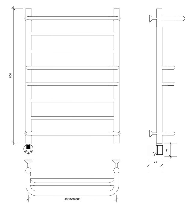 Полотенцесушитель электрический 80x50 Верона 2 Secado арт. 4673739234839