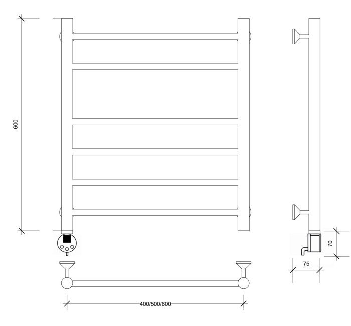 Полотенцесушитель электрический 60x40 Триада 5 Secado арт. 4673739243558