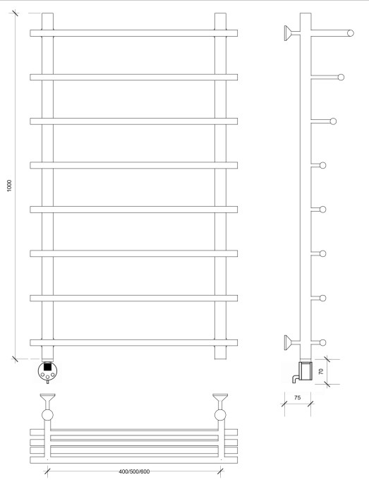 Полотенцесушитель электрический 100x60x70 Турин 6 Secado арт. 4673739245439
