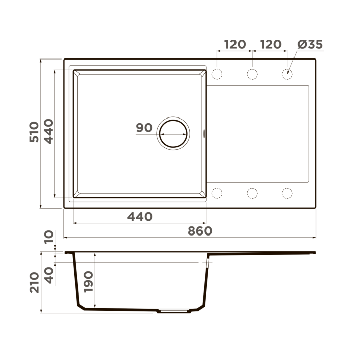 Кухонная мойка Omoikiri Daisen 86-GR Artgranit, цвет leningrad grey арт. 4993698