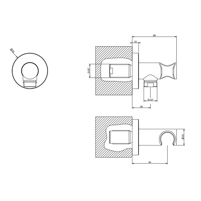 Держатель для душевой лейки с выводом воды, Gessi Emporio shower, finox brushed nickel арт. 38761#149