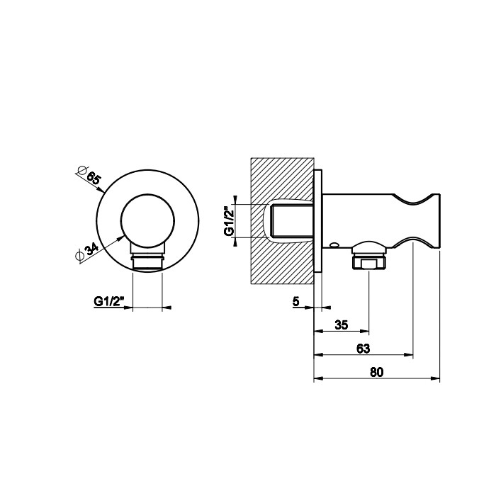 Держатель для душевой лейки с выводом воды, Gessi Ingranaggio, black xl арт. 63461#299