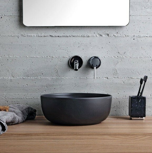 Раковина накладная, без перелива, без отверстий, цвет черный матовый, Scarabeo Glam - 1808 49
